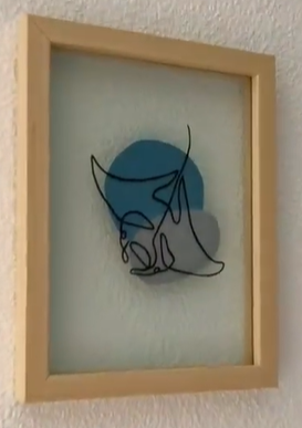Painting on glass of a ray